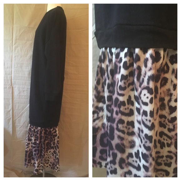 ASOS Sweat Leopard Print Hem Maxi Dress Sz 4 - Picture 5 of 8